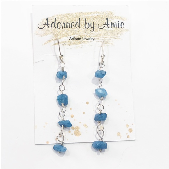 ARTISAN BLUE GEMSTONE EARRINGS - Picture 2 of 3